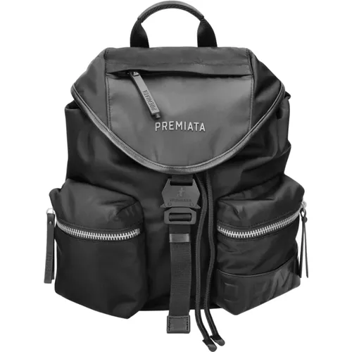 Nylon-Gabardine-Rucksack mit Lederelementen , unisex, Größe: ONE Size - Premiata - Modalova