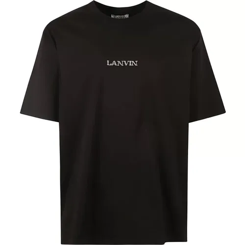Cotton T-Shirt with Embroidered Logo , male, Sizes: L, XL - Lanvin - Modalova