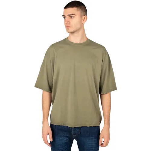 Oversize C-neck T-shirt mit rohem Finish , Herren, Größe: L - Xagon Man - Modalova