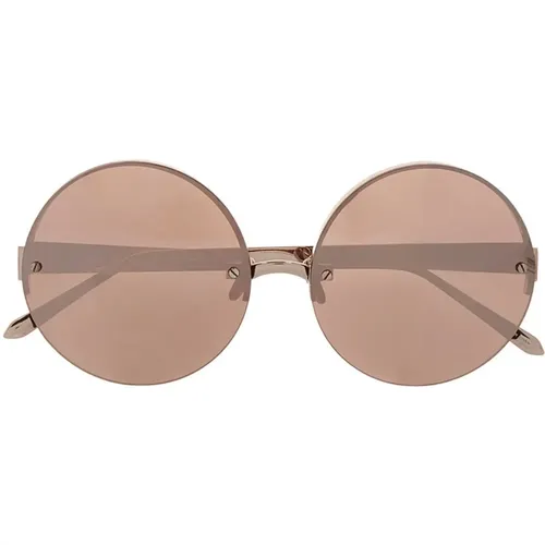 Rose Gold Round Sunglasses , female, Sizes: ONE SIZE - Linda Farrow - Modalova
