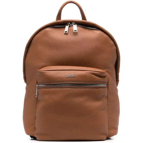 Italian Leather Backpack, Designer Code Lhcvmc1895Z , male, Sizes: ONE SIZE - Ermenegildo Zegna - Modalova