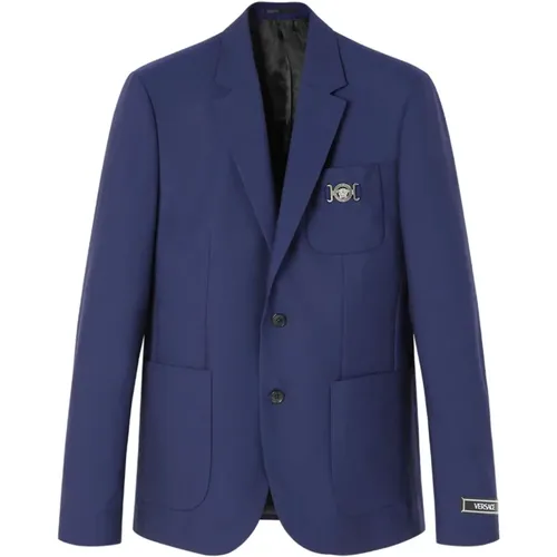 Navy Formal Jacket , male, Sizes: S, XL - Versace - Modalova