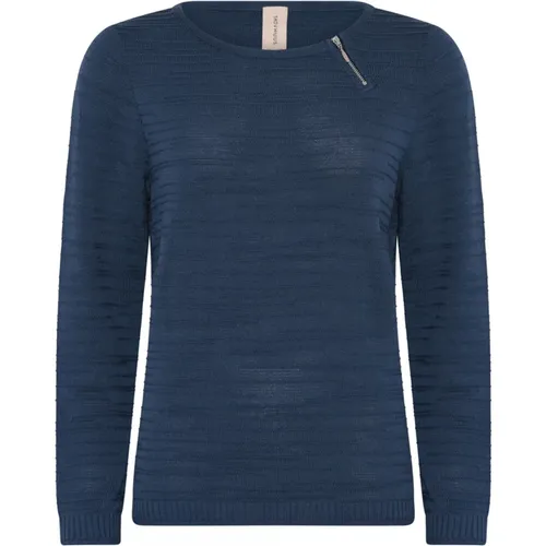 Strukturierter Pullover Jeans Blau , Damen, Größe: L - Skovhuus - Modalova