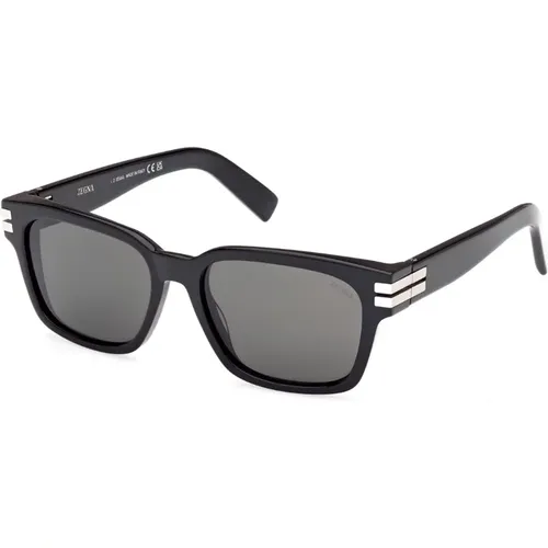 Grey/Grey Sunglasses , unisex, Sizes: 55 MM - Ermenegildo Zegna - Modalova