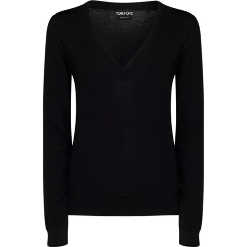 V-Neck Wool Sweater , female, Sizes: L, S - Tom Ford - Modalova