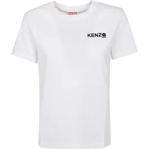 Weißes Logo-Print T-Shirt , Damen, Größe: XS - Kenzo - Modalova