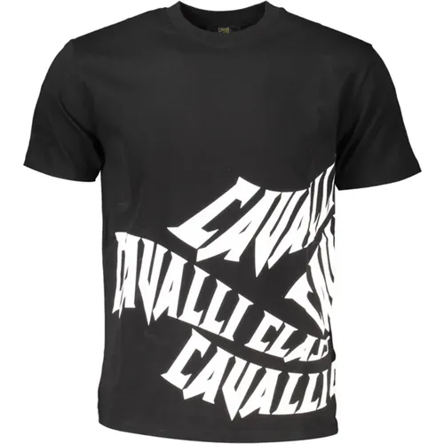 Printed Logo Tee , male, Sizes: XS, L, S - Cavalli Class - Modalova