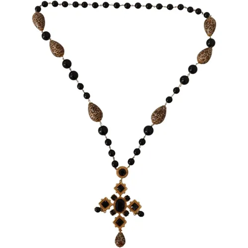 Tone Br Cross Chain Crystal Necklace , female, Sizes: ONE SIZE - Dolce & Gabbana - Modalova