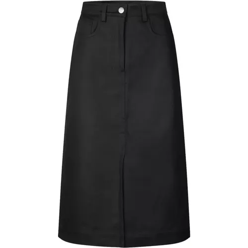 Midi Denim Skirt with Central Opening , female, Sizes: S - Samsøe Samsøe - Modalova