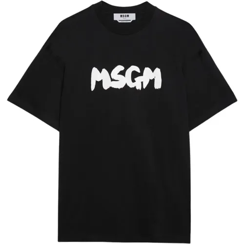 Baumwoll-Jersey-Logo-Print-T-Shirt , Herren, Größe: L - MSGM - Modalova