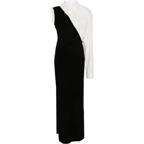Weiße Popeline-Kleid mit Dart-Details , Damen, Größe: M - MM6 Maison Margiela - Modalova