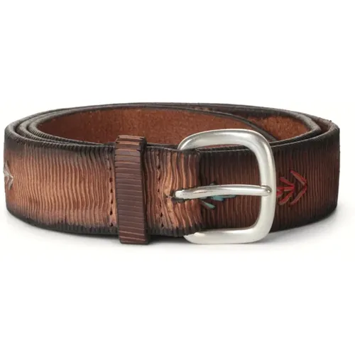 Leather Belt with Fabric Inlay , male, Sizes: 95 CM, 105 CM, 90 CM - Orciani - Modalova