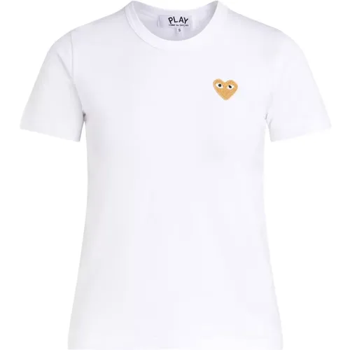 Weißes Herz Gold T-Shirt - Comme des Garçons Play - Modalova