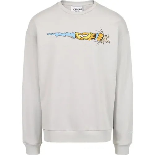 Garfield Print Crewneck Sweatshirt , Herren, Größe: 3XL - Iceberg - Modalova