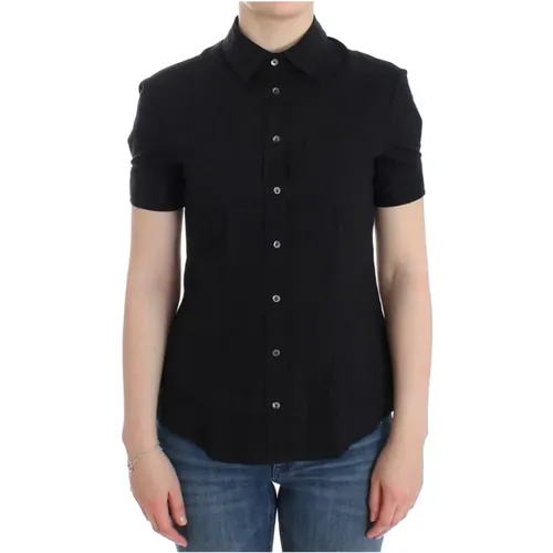 Schwarzes Baumwollshirt Top , Damen, Größe: S - John Galliano - Modalova