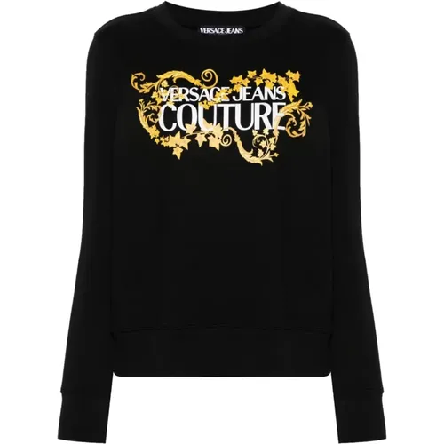 Barocco Print Crew Neck Sweater , Damen, Größe: M - Versace Jeans Couture - Modalova