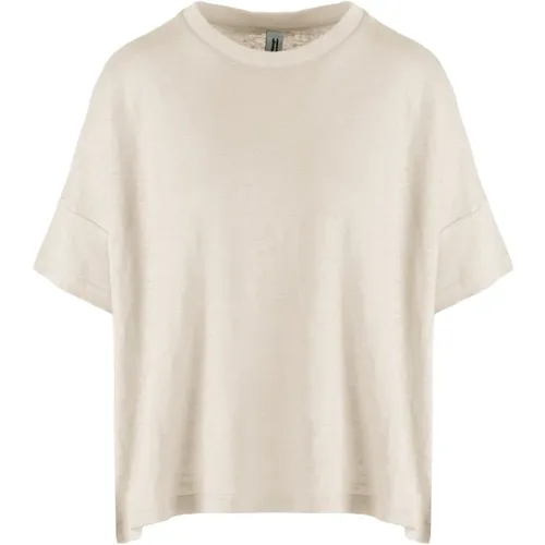 Loose Fit Linen Crew-Neck T-Shirt , female, Sizes: L, S, XS, M - BomBoogie - Modalova