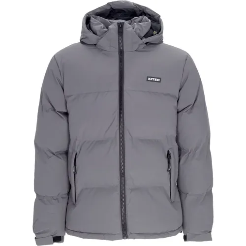 Dunkelgraue Puffer Daunenjacke , Herren, Größe: M - IUTER - Modalova