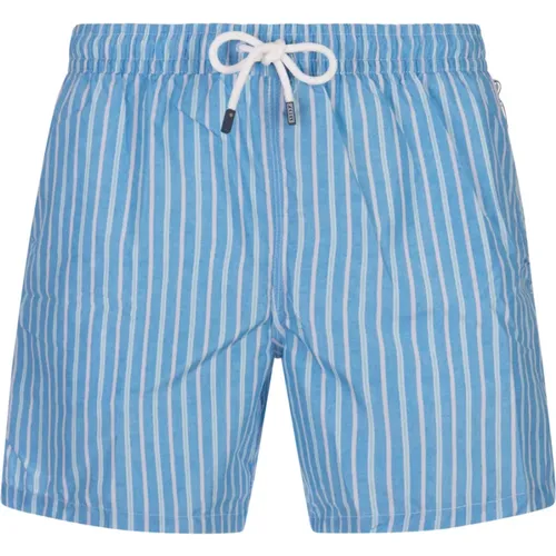 Blue Striped Swim Shorts , male, Sizes: XL, M, L - Fedeli - Modalova