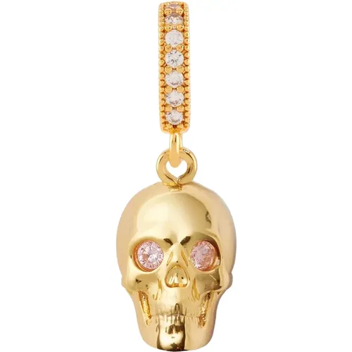 Gold Skull Pendant with Zirconia Crystals , female, Sizes: ONE SIZE - Crystal Haze - Modalova