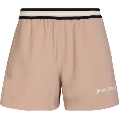 Beige Striped Running Shorts , female, Sizes: S - Palm Angels - Modalova