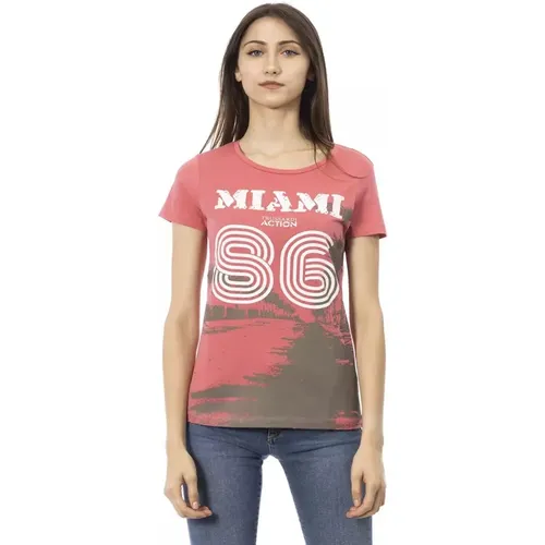 Cotton Short Sleeve T-Shirt with Front Print , female, Sizes: XS, 2XL, XL, L, S, M - Trussardi - Modalova