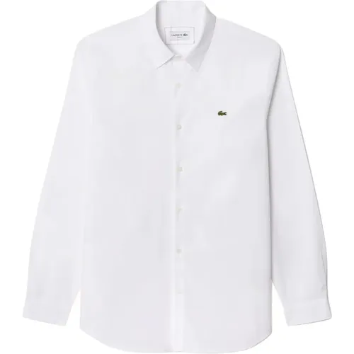 Slim Fit Stretch Baumwoll Weißes Hemd , Herren, Größe: M/L - Lacoste - Modalova