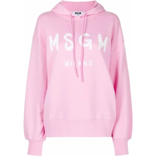 Logo Print Hooded Sweater , female, Sizes: S - Msgm - Modalova