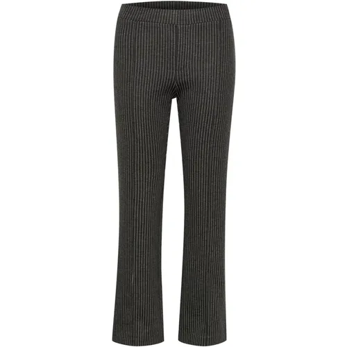 Dunkelgraue Nadelstreifen Straight-Leg Hose , Damen, Größe: 3XL - Part Two - Modalova