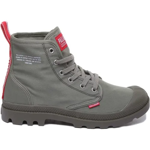 Military-Chic Canvas Hi-Top Boots , female, Sizes: 3 UK - Palladium - Modalova