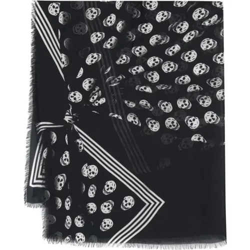 Skull Print Lightweight Scarf , male, Sizes: ONE SIZE - alexander mcqueen - Modalova