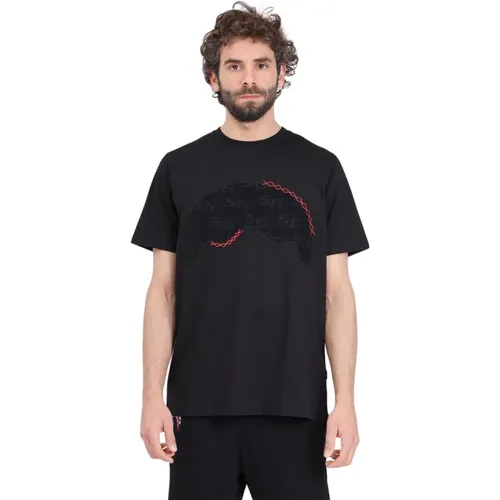 Schwarzes Hai Mund Besticktes T-Shirt , Herren, Größe: S - Sprayground - Modalova