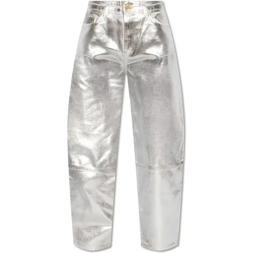 Metallic-Jeans , Damen, Größe: W25 - Ganni - Modalova