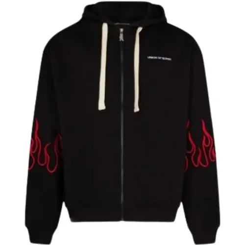 Schwarzer Zip Hoodie Sweatshirt - VISION OF SUPER - Modalova