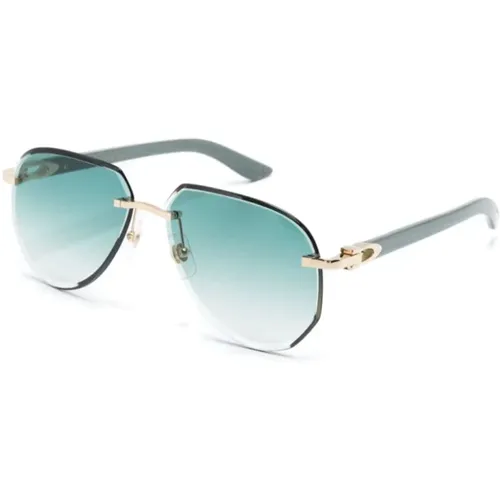 Gold Sunglasses with Original Case , male, Sizes: 61 MM - Cartier - Modalova