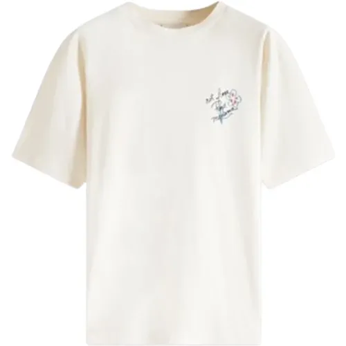 Slogan Skizze T-Shirt Creme - Drole de Monsieur - Modalova