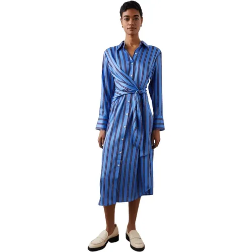 Blue Pinstripe Lacey Shirt Dress , female, Sizes: XS, L - Rails - Modalova