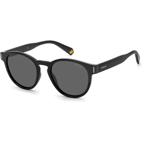 Schwarz/Graue Sonnenbrille,Sonnenbrille,Schwarze Sonnenbrille für Männer - Polaroid - Modalova