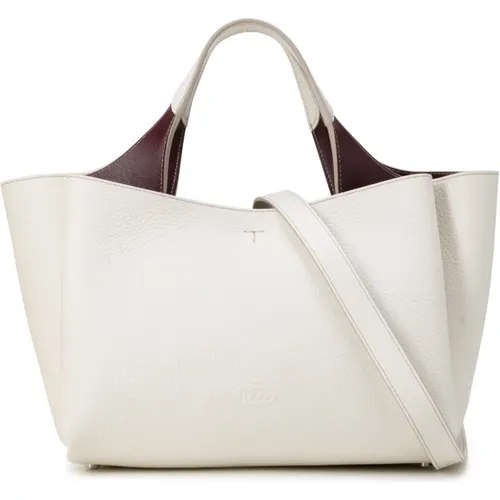 Bags,Weiße Grainy-Lederhandtasche mit abnehmbarem Riemen,Tote Bags - TOD'S - Modalova