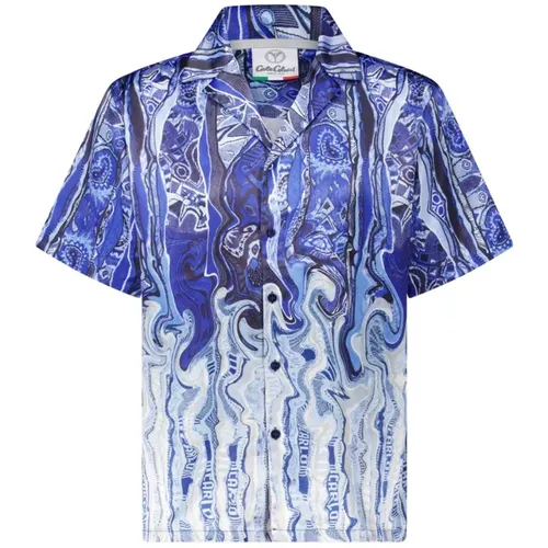 Short Sleeve Shirt with Allover Print , male, Sizes: L, XL, M - carlo colucci - Modalova