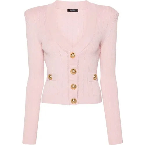 Rose Clair Cardigan , female, Sizes: S, M - Balmain - Modalova