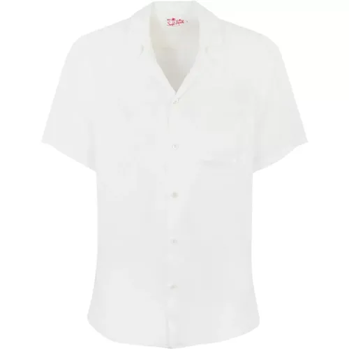 Linen Short Sleeve V-Neck Shirt , male, Sizes: L, S, XL - MC2 Saint Barth - Modalova