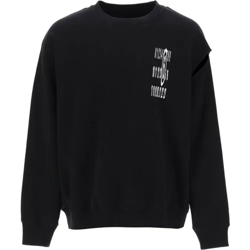 Cut-out Sleeve Sweatshirt with Numerical Logo , male, Sizes: L, XS, S, M - MM6 Maison Margiela - Modalova