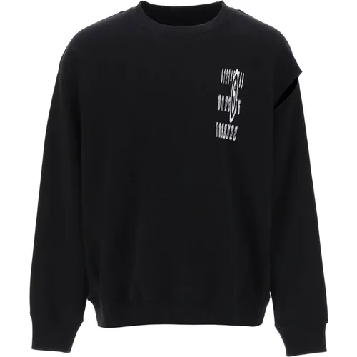 Cut-out Sleeve Sweatshirt with Numerical Logo , male, Sizes: XS - MM6 Maison Margiela - Modalova