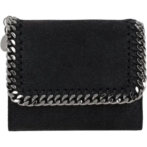 Schwarze Tri-Fold Geldbörse aus Shaggy Deer Eco-Material , Damen, Größe: ONE Size - Stella Mccartney - Modalova