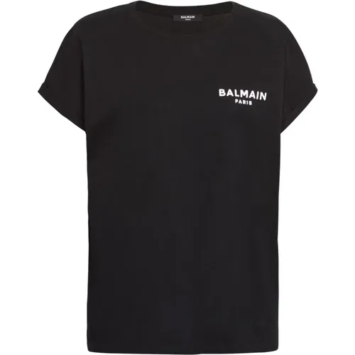 Flocked T-shirt , female, Sizes: XS, L - Balmain - Modalova