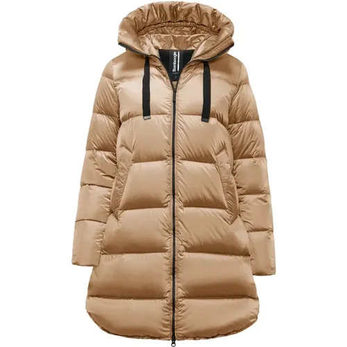 Bright Nylon Down Jacket - A-line Long Hooded Coat , female, Sizes: XL, 2XL, M, S - BomBoogie - Modalova