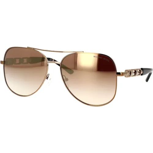 Unique Pilot Sunglasses with Caramel/Flash Silver Lenses , unisex, Sizes: 58 MM - Michael Kors - Modalova