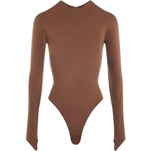 Cinnamon 3D Logo Bodysuit , female, Sizes: M, S, XS - Mugler - Modalova