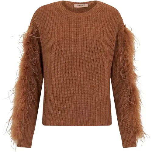 Feathered Knit Sweater , female, Sizes: S, XS, M - Twinset - Modalova